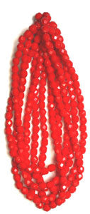 Fire-Polished Round Beads 6mm Opaque - Red Shades