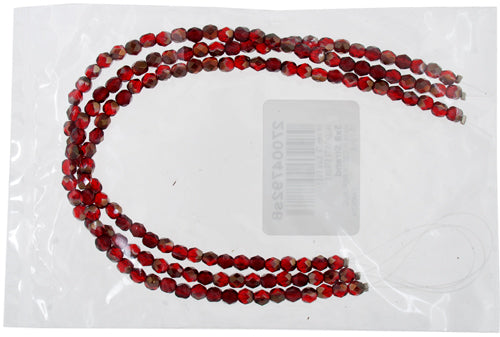 Fire-Polished Round 4mm - Transparent Red Shades Strung