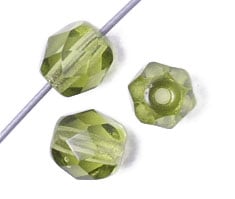 Fire-Polished Round Beads 6mm - Green Shades