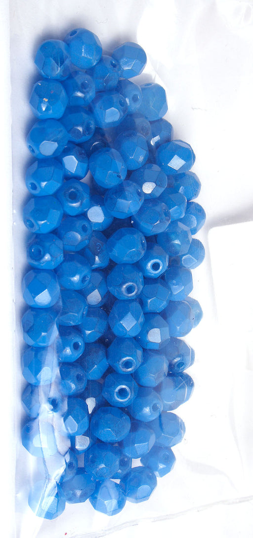 Fire-Polished Round Beads 6mm Opaque - Blue Shades