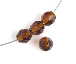 Fire-Polished 8mm Round Beads Transparent - Brown Shades