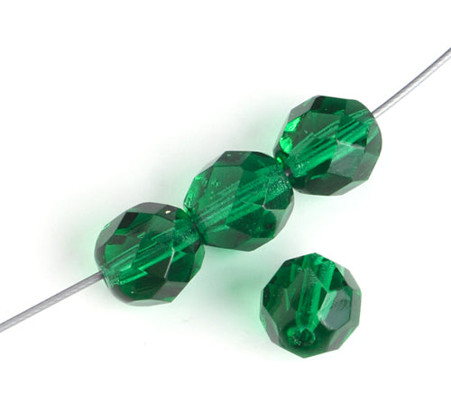 Fire-Polished 8mm Round Beads - Transparent Green Shades