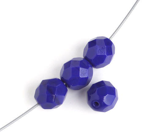 Fire-Polished 8mm Round Beads - Opaque Blue Shades