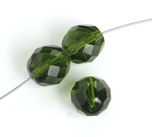 Fire-Polished Round Beads 12mm - Green Shades