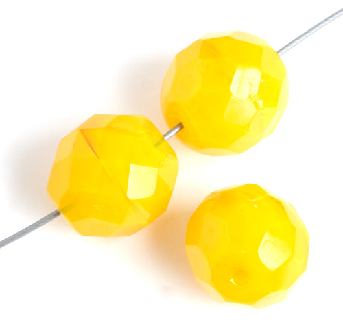 Fire-Polished Round Beads 12mm - Yellow Shades