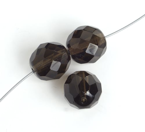 Fire-Polished Round Beads 12mm - Black/Grey Shades