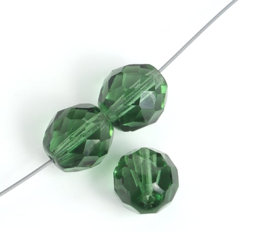 Fire-Polished Round Beads 12mm - Green Shades
