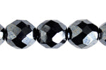 Fire-Polished Round Beads 10mm - Black/Grey Shades
