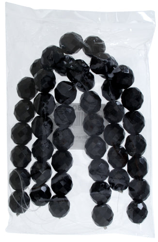 Fire-Polished Round Beads 12mm - Black/Grey Shades