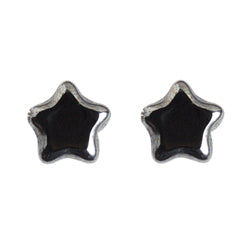 Fire-Polished Cut Star 12mm Opaque Jet/Luster Edges