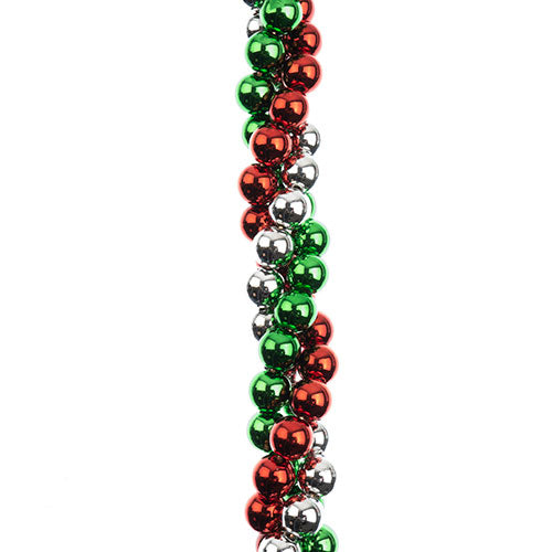 Crystal Lane DIY Designer Holiday 7in Bead Strand Acrylic Twisted Baubles Metallic Red Green Silver