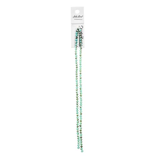 Crystal Lane Rondelle 2 Strand 7in (Apx110pcs) 3x4mm Opaque Turquoise/Half Champagne Luster