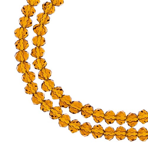 Crystal Lane Rondelle 2 Strand 7in (Apx110pcs) 3x4mm Transparent Amber