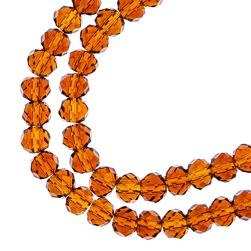 Crystal Lane Rondelle 2 Strand 7in (Apx78pcs) 4x6mm Transparent Amber