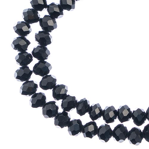 Crystal Lane Rondelle 2 Strand 7in (Apx78pcs) 4x6mm Opaque Black