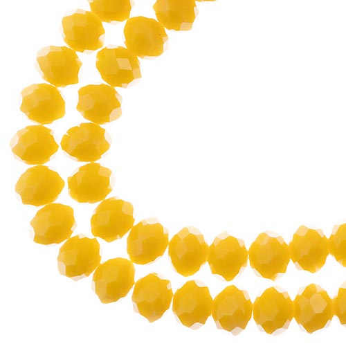 Crystal Lane Rondelle 2 Strand 7in (Apx46pcs) 8x10mm Opaque Yellow