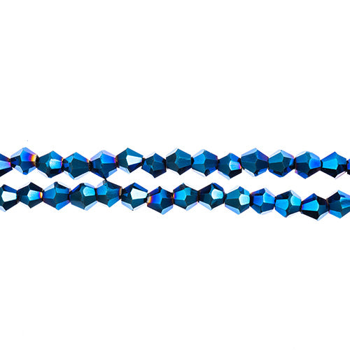 Crystal Lane Bicone 2 Strand 7in (Apx96pcs) 4mm Opaque Blue Iris