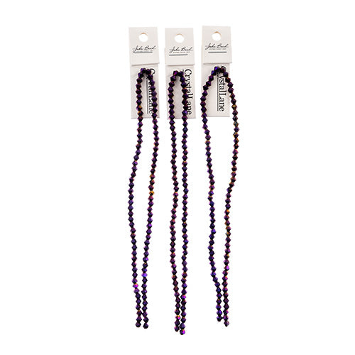 Crystal Lane Bicone 2 Strand 7in (Apx96pcs) 4mm Opaque Purple Iris
