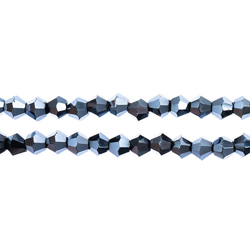 Crystal Lane Bicone 2 Strand 7in (Apx96pcs) 4mm Opaque Gunmetal Luster