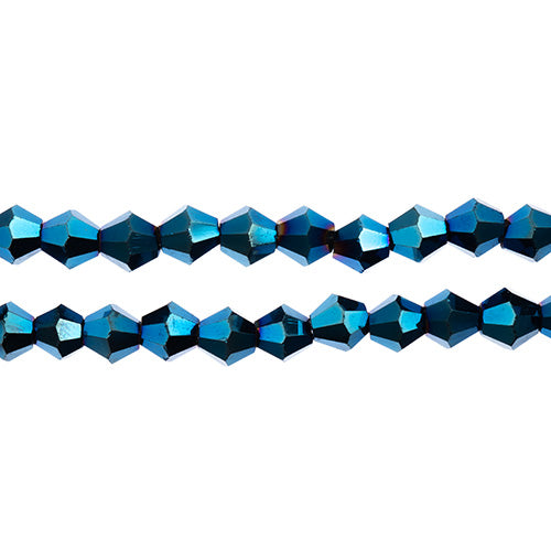 Crystal Lane Bicone 2 Strand 7in (Apx64pcs) 6mm Opaque Blue Iris