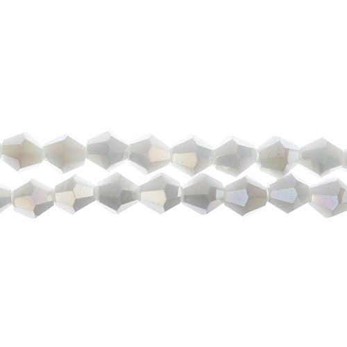Crystal Lane Bicone 2 Strand 7in (Apx44pcs) 8mm Opaque White AB
