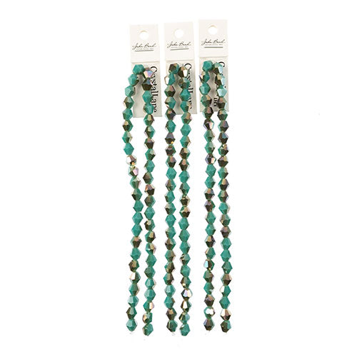 Crystal Lane Bicone 2 Strand 7in (Apx44pcs) 8mm Opaque Turquoise with Half Champagne Luster