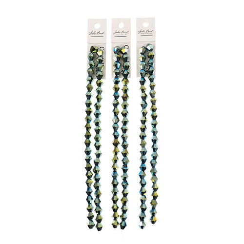 Crystal Lane Bicone 2 Strand 7in (Apx44pcs) 8mm Opaque Green Iris