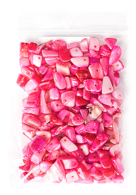 Semi-Precious Chips Loose 100g/Bag Fuchsia Dyed Mother of Pearl