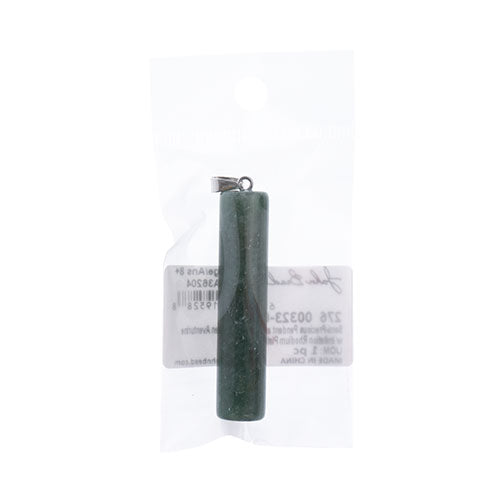 Semi-Precious Pendant Approx 12x55mm Green Aventurine W/ Imitation Rhodium Plated Clasp