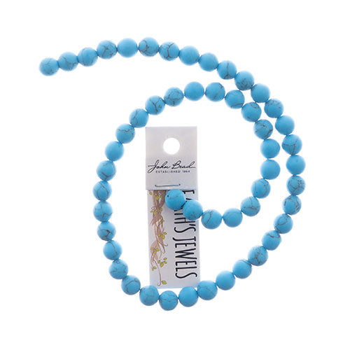 Earth's Jewels Round Matte Blue Turquoise Stabilized 16in Strand