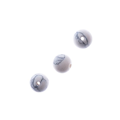 Earth's Jewels Round Matte White Howlite Natural 16in Strand