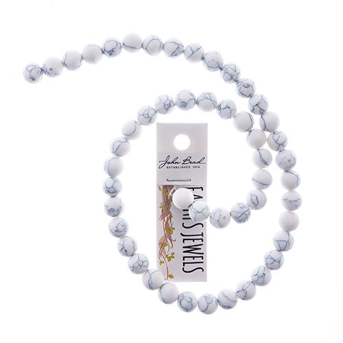 Earth's Jewels Round Matte White Howlite Natural 16in Strand