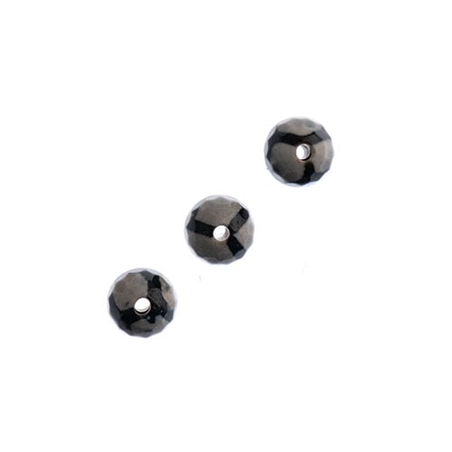 Earths Jewels 16in Tibetan Dzi Agate Round Beads - Facetted Honeycomb Black and White