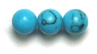 Turquoise 4mm Round Stabilized 2x8in Strand Blue
