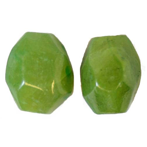 Semi-Precious 15x20mm Facetted Beads Butter Jade Coated Green