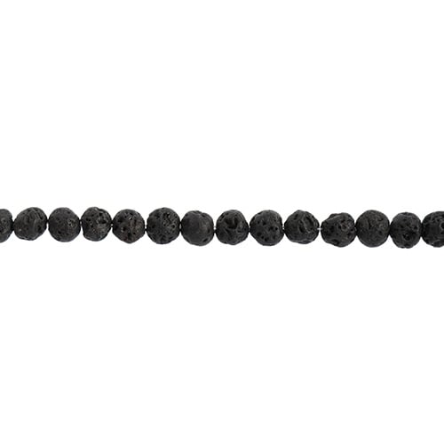 Earth's Jewels Semi-Precious Round Beads Black Lava Natural