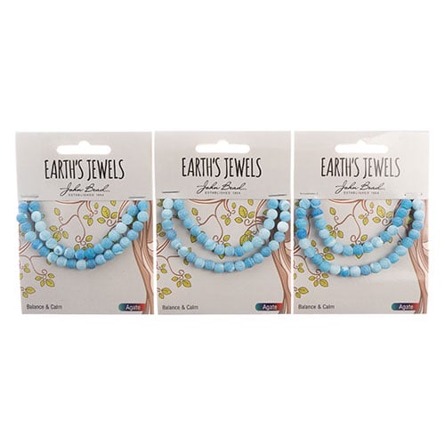Earth's Jewels Round Beads Matte Striped Agate Blue