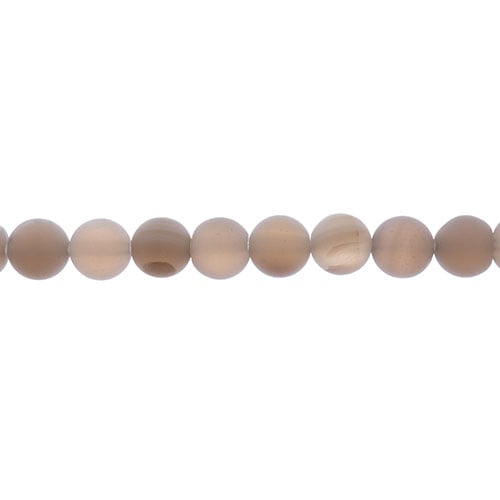 Earth's Jewels Round Beads Matte Striped Agate Brown