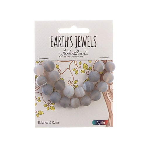Earth's Jewels Round Beads Matte Striped Agate Brown