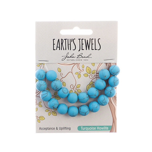 Earth's Jewels Round Beads Matte Turquoise Howlite Dyed
