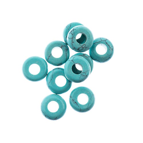 Semi-Precious Rondelle Large 5mm Hole 4x10mm Blue Turquoise 10pcs