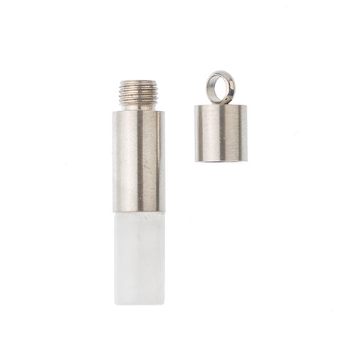 Semi-Precious Aroma Gems Stainless Steel Top Cylinder Pendant Quartz