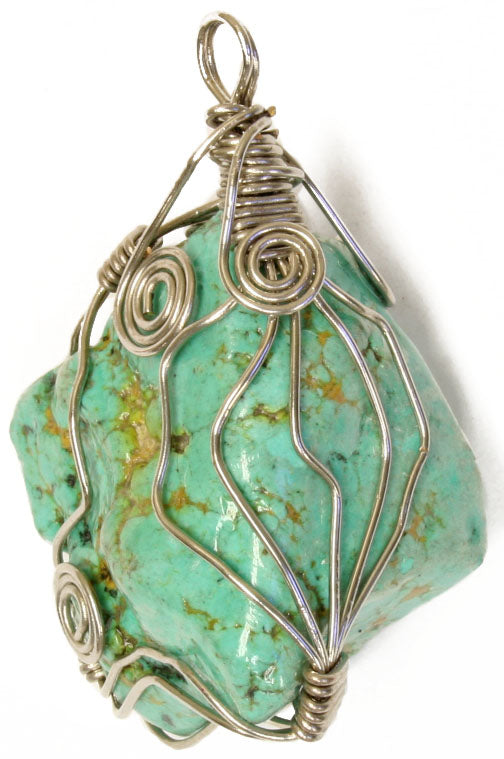 Turquoise Natural 40x45mm Wired Pendant Semi-Precious