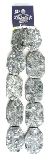 Rectangular Octagon 27-31 x 35-45mm Strung Granite Dyed Grey
