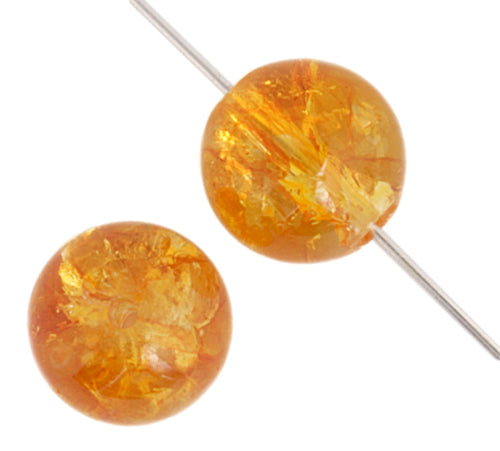 Semi-Precious Round  Beads 8in Strung Dyed Stabilized Crystal Citrine