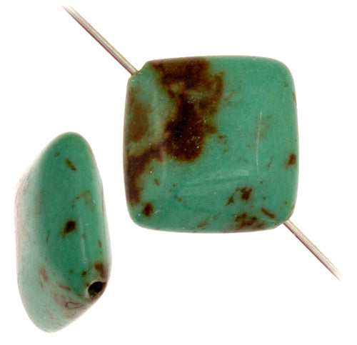 Turquoise Stabilized Magnesite Flat Square 12x12mm 8in Strand
