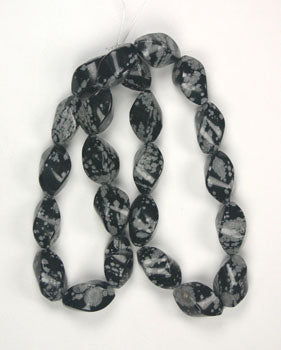 Snowflake Obsidian Twisted 20x10mm Semi-Precious 16"