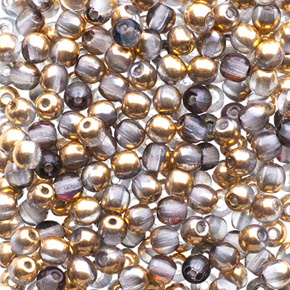 Czech Druk Beads 3mm Transparent Crystal Aurum Strands