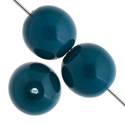 Czech Glass Beads 8in Strand Prussian Blue