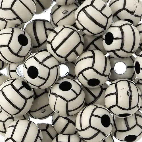 Acrylic Sport Bead Volleyball 12mm White/Black - Cosplay Supplies Inc